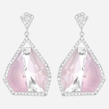 Authentic Swarovski Allure Crystal and Pink Quartz Gemstone Drop Earrings - $139.32