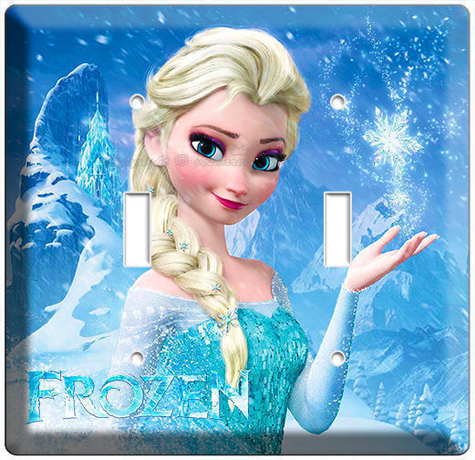 DISNEY FROZEN MAGIC ELSA DOUBLE LIGHT SWITCH PLATE CHILDREN'S GIRLS ROOM BEDROOM