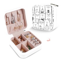 Leather Travel Jewelry Storage Box - Portable Jewelry Organizer - Latte - £12.32 GBP