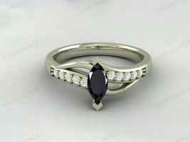 Solid Silver 925 Natural Black Onyx Gemstone Handmade Modern Women Ring Jewelry - £38.12 GBP