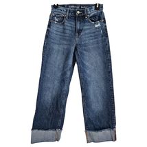 American Eagle Stovepipe Jeans 000 Cropped Cuffed Raw Hem Clean Girl Y2K... - $29.99
