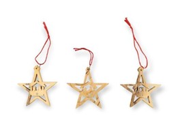 Christmas Ornaments Olive Wood Star Nativity Scene Holy Family Wooden (Set of 3) - £8.88 GBP