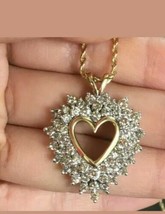 3.Ct Redondo Imitación Diamante Colgante Corazón 14K Oro Amarillo Chapado - £98.58 GBP