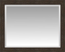 Custom Luxury Horizontal Beveled Wall Mirror with Rustic Brown Rope Lip Frame - £290.16 GBP+