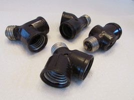 Vintage Electrics Brown Bakelite Bulb Light Socket Plug Adapters Snapit Meteor - £19.53 GBP