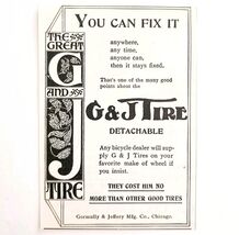 G &amp; J Tire Bicycle Parts 1899 Advertisement Victorian Gormully &amp; Jeffery... - €8,57 EUR