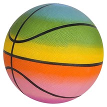 Rainbow Regulation Basketball For Kids, Bouncy Rubber Kick Ball For Back... - $33.99