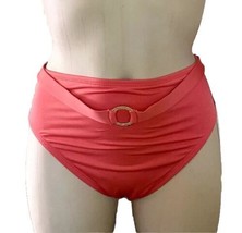 NWT Michael Kors Logo Swim Bikini Bottom High Waisted Flamingo Coral M - £14.74 GBP