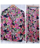 Victorias Secret Tropical Floral Animal Print Satin Pajama Set Pink Wome... - $29.69