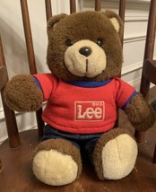 Vintage Mr. Lee Plush Teddy Bear with Blue Lee Denim Jeans and Red Shirt - £13.90 GBP
