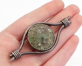 BRURIA ISRAEL 925 Silver - Vintage Roman Glass Tied Design Brooch Pin - BP1911 - £54.22 GBP