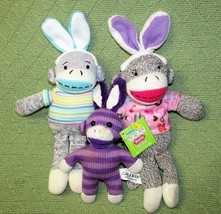 Sock Monkey Bunny Ears Plush Lot Dan Dee Galerie Assorted Stuffed Animals 7&quot;-12&quot; - £9.04 GBP