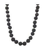 Vintage Black Carved Chunky Round Rose Beads Floral Necklace Costume Jew... - €32,29 EUR