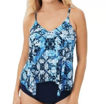 NWT Dreamsuit By Miracle Slimming Blue Flora Handkerchief Hem Tankini To... - $24.69