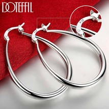 925 Sterling Silver Smooth Circle 41Hoop Earrings For Women Lady Gift Fashion Ch - £10.47 GBP