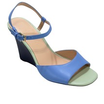 J. CREW Womens Leather Wedge Sandals Blue Green Black Size 9 - $35.99