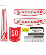Honda C50 Cub50 Sticker _ RED Emblems Side Cover Fuel Gas Tank Complete - £19.86 GBP