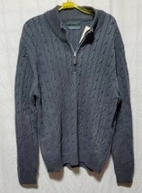 Lyle &amp; Scott Mens Large Grey Cable Knit ¼ Zip Pullover Long Sleeve Sweater NWT - £25.33 GBP