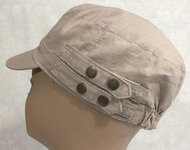 Beige 100% Cotton Womens Stretch Military Style Hat Cap - $11.55