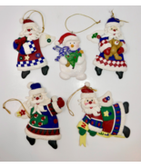 Santa Claus Snowman Polymer Clay Salt Dough Christmas Holiday Ornaments - $445.83 MXN