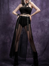 Women&#39;s Gothic Fishnet Patchwork Metal Buckle Sleeveless Top - $28.01
