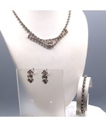 Art Deco Parure, Vintage Crystal Choker, Tennis Bracelet, Earrings, Silv... - £59.34 GBP