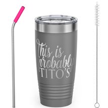 This is Probably Titos - Ferrido 20oz Tumbler with Lid and Straw - Doub... - £20.04 GBP