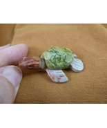 Y-TUR-SET-109) Green SERPENTINE SEA TURTLE stone red soapstone figurine ... - £7.53 GBP