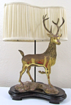 Rare Vintage LaBarge Mirror Company Solid Brass Stag Deer Sculptural Table Lamp  - $1,286.01