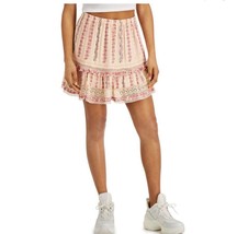 Angie Womens Blush Lace Trim Floral Print Short Mini Skirt Boho Small NE... - $12.86