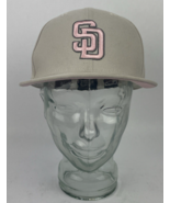 San Diego SD Padres Hat Fitted 7 1/4 Beige w Pink  New Era 59Fifty Genui... - $457.31 MXN