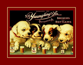 Rare Vintage Yuengling Beer Dogs Poster, Dog Puppy Puppies Red Bar Unique Gift - £17.29 GBP+