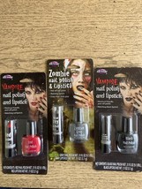 3 x Fun World Zombie &amp; Vampire Nail Polish &amp; Lipstick Set Make-up THREE Packs - £14.17 GBP