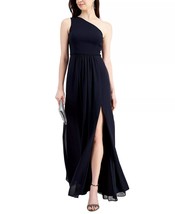 ADRIANNA PAPELL One-Shoulder Chiffon Gown Midnight Size 10 $139 - $79.19