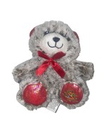 Gray Christmas Teddy Bear Plushie With Cute Red Bow (SHIPS IN 24 HRS) - $23.38 CAD