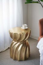 Gold Magnesium Swirl Accent Stool, Side Table, Display Stand - $111.99