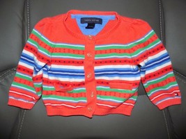 TOMMY HILFIGER MULTI-COLORED STRIPED CARDIGAN SIZE 3/6 MONTHS GIRL&#39;S EUC - $14.60