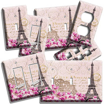 Vintage Eiffel Tower Magnolia Flowers Paris Post Card Light Switch Outlet Plates - $17.99+