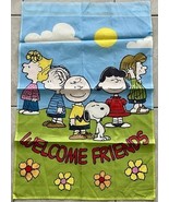 Vintage Welcome Friends Snoopy Peanuts Standard Yard Flag 25&quot; X 38&quot; - $29.65