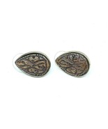 Wooden Carved Tribal Teardrop Gold Tone Stud Pierced Earrings - €10,58 EUR