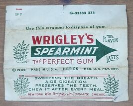 WRIGLEYS SPEARMINT Chewing GUM Wrapper Vintage Original Circa 1935 Made ... - $23.86