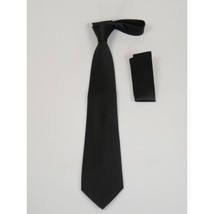Men's Satin Silky Tie Hankie Set J.Valintin Private Collection R63 Black Solid image 3