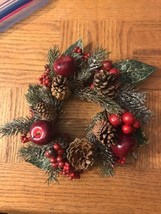 Mini Christmas Wreath For Around Candle/Planter-Hang On Wall/Door-Rare-S... - $20.94