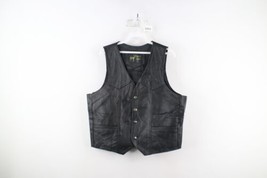 Vtg 90s Streetwear Womens XL Distressed Leather Motorcycle Riding Vest Jacket - $69.25