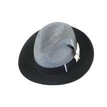 Men's Milani Straw Braided Fedora Hat Soft Crushable FDS-006 Black/White image 7