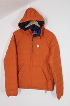 Best Made Co XS Orange Cotton Nylon Goose 850 Down Hood 1/4 Zip Pullover Jacket - £134.17 GBP