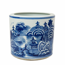 Bue and White Blue Willow Cachepot Pot - £124.12 GBP