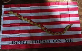 First Navy Jack Don&#39;t Tread On Me Naval Flag 3&#39; X 5&#39; Indoor Outdoor Banner - £6.17 GBP