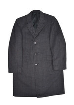 Hart Schaffner &amp; Marx Wool Overcoat Mens 42 M Plaid Dark Grey Top Coat - £75.27 GBP