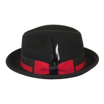 Men's Broner Wool Hat Classic Soft Fedora HIGHRISE 73-021 Black Red image 4